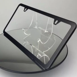 MotorVehicleParts Powder Coated Matte Black Stainless Steel License Plate Frame Holder Slim 2 Hole