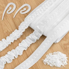 Curtain Pleat Tape 32.8 Yards with 150 Hooks, Pinch Pleat Drapery Tape for DIY Curtains, Easy Install for Living Room Bedroom