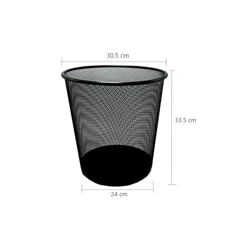 Cesto Bote De Basura Malla Mesh Redondo 20l Negro Reforzado