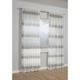 GARDINIA Curtain with Concealed Loops and Curtain Tape, Opaque, Translucent, Curtain Etamine, Grey, 140 x 245 cm