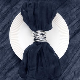 DeZerlor 50 Pack Navy Blue Cheesecloth Napkins Fall Napkins Cloth Set of 50 Boho Thanksgiving Dinner Napkins Bulk 21"x21" for Wedding Bridal Baby Shower Fall Table Decor
