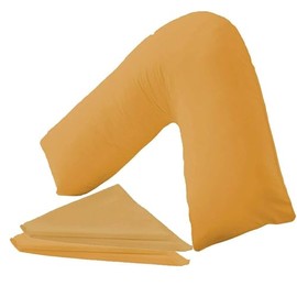Buzzbuy V shaped pillowcase cover,Pack of 2 100% Poly-cotton Back & Neck Support Orthopaedic Pregnancy/Nursing V Pillowcase cover only (Mustard)