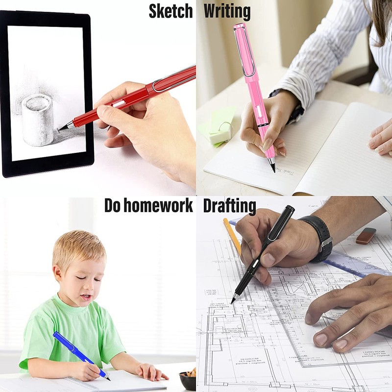6 Pcs Everlasting Pencil with 6Pcs Replacement Nibs, Inkless Pencil
