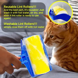 Askan 2 Set Stick It Roller, Handheld Stick it Lint Roller Pet Hair Remover, Reusable Lint Rollers Washable Lint Roller, Stick It Roller Set for Pet Hair, Clothes, Quilt (Set of Two)
