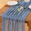 LINXTAR Dusty Blue Valentine's Day Table Runner Cheesecloth Table Runner