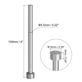 uxcell 5Pcs Straight Ejector Pins, 5.5mm (0.22") Dia. SKD61 Round Tip Punch 100mm (4") Long for Mechanical Maintenance