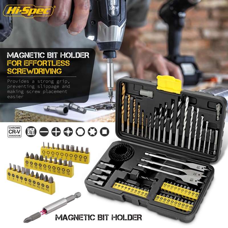 Hi-Spec Drill Bit Set: Multi Steel Drill Bits and Screw