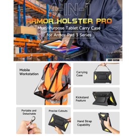 Ulefone Armor Pad 3 Pro Tablet Carry Case, 4-in-1 Multi-Purpose, Portable Carrying Holster with Kickstand, Hand Strap, Shoulder Strap