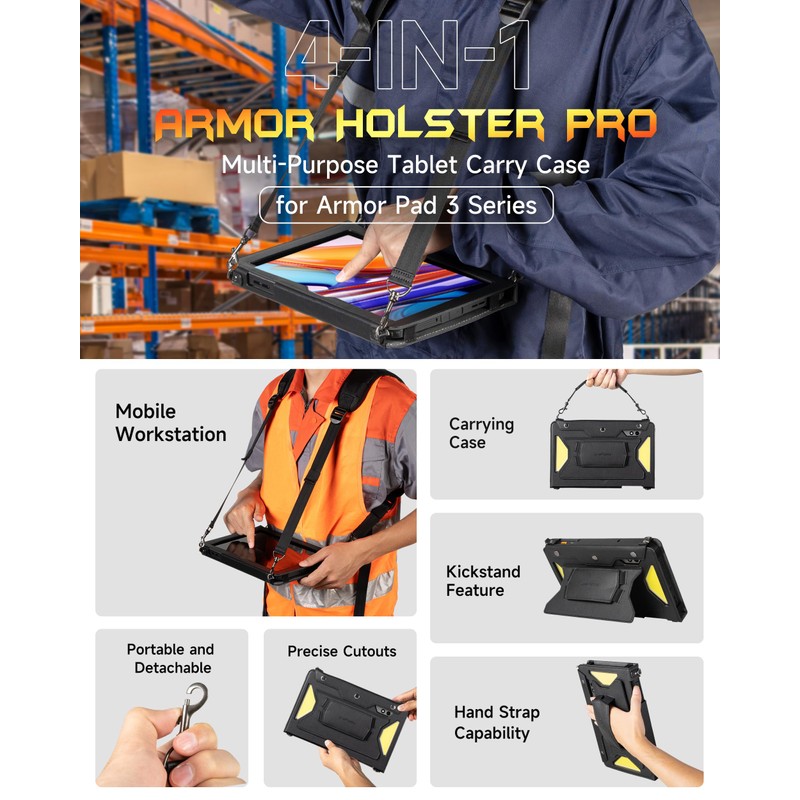 Ulefone Armor Pad 3 Pro Tablet Carry Case, 4-in-1 Multi-Purpose,