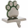 The Christmas Shoppe Green Glitter Silver Paw Print Metal Stocking Holder