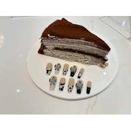 24pcs French Press On Nails Coffin Nails False Nails Black Devil Flower (Black and Blue Flower)