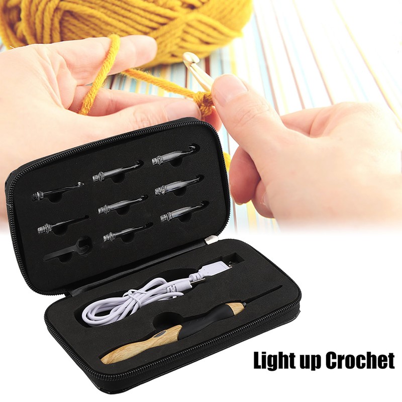9 in 1 USB Rehargeable Light up Crochet Hooks Hand
