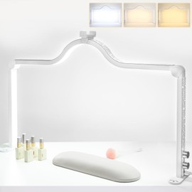 Half Moon Light for Nail Desk Lamp Nail Tech Lamp for Desk 34Inch Foldable LED Nail Table Light Manicure Light for Table Adjustable Dimmable Half Moon Light for Nail Lash Beauty Tattoos Crafts White