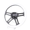 New World Motoring 14" 4 Spoke Black Steering Wheel WHITE