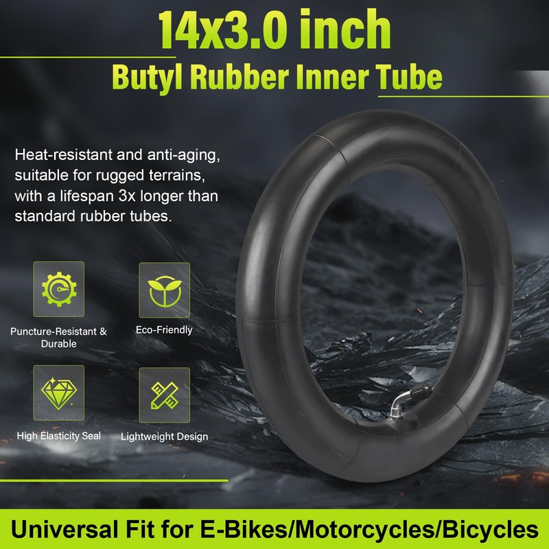 1-Pcs 14x3.0/3.2 Inner Tube with Bent Valve Stem Compatible with