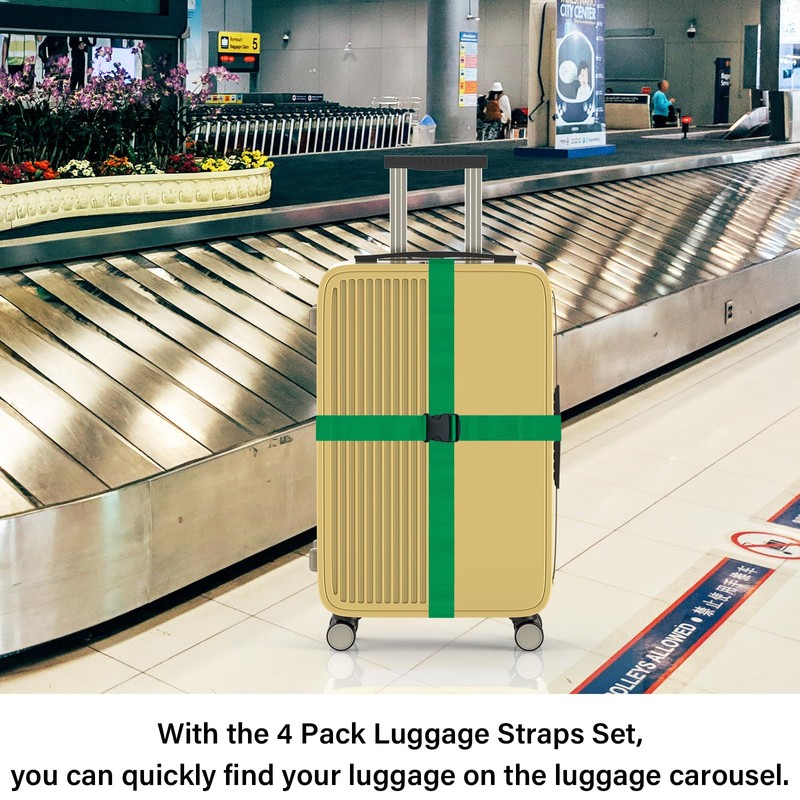 SUNDEE Luggage Straps Suitcase Belts Wide Adjustable Packing Straps, Bright