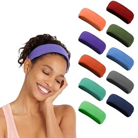 Diademas de entrenamiento, paquete de 10 unidades, bandas de sudor para mujeres, hombres y niñas, bandas antideslizantes para yoga, correr, fitness, b