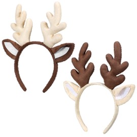 WILLBOND 2 Pieces Christmas Reindeer Antlers Headband Deer Antlers Ears Hat Costume for Women Christmas Party Favors