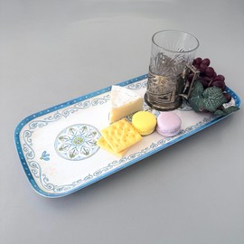 UPware Jewel Medallion Melamine Serving Tray, 15 x 6.5 Inch Rectangular Serving Platter, BPA Free Food Tray for Party Entertaining