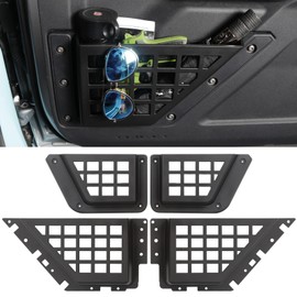 Tempsnow Door Molle Panels Storage Pockets for Ford Bronco 2025 2024 2023 2022 2021 Side Door Storage Pockets Cup Holder Front/Rear Organizer Box for Bronco