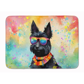Caroline's Treasures Scottish Terrier Hippie Dawg Memory Foam Kitchen Mat Machine Washable Anti-Fatigue Mat Cushion Comfort Bath Mat or Kitchen Rug