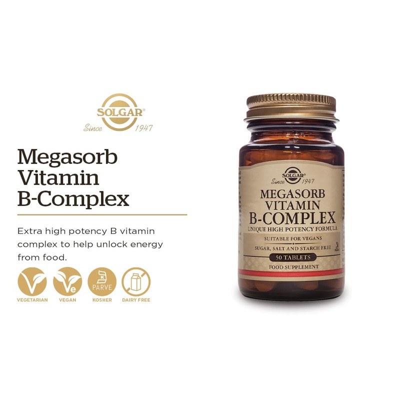 SOLGAR Solgar Megasorb Vitamin B-Complex Tablets - Pack of 50