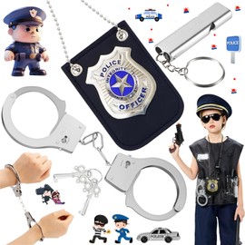 Liekadijiae 5 Piece Police Accessory Set, Fancy Dress Police Child, Handcuffs Children, Police Badge Children, Police Costume Children, Police Officer Costume for Children, Police Accessories for