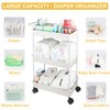 Volnamal Baby Diaper Caddy, Plastic Movable Cart for Newborn Nursery