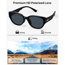 BENEUNDER Women's Polarized Sunglasses - UV400 Trendy Folding Lightweight Shades, Retro Classic Designer Style