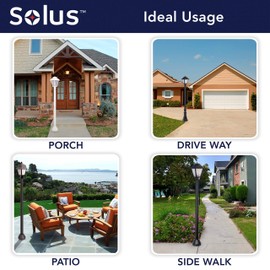 Solus 6-STV-BK 6' Black Surface Mount Aluminum Lamp Post with Cross Arm, Cast Aluminum Base & Decorative Cover, Hardware Included, Easy Installation, Corrosion & Weather Resistant