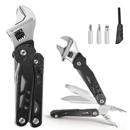Multitool, 14-in-1 Adjustable Wrench with Screwdrivers, Knife, Saw, Pliers, Ferro Rod, Whistle, Survival Kits for Outdoor Adventures, Camping, Hiking, Fishing, DIY & Repairs
