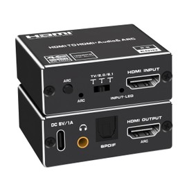 HDMI Audio Separator ARC Support 4K@60Hz Optical Digital SPDIF + 3.5mm Jack Stereo Audio Output Adapter HDMI Audio Converter for HDCP 2.2 Support DTS 5.1 / PCM Aluminum Alloy