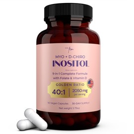 QSTA Myo-Inositol & D-Chiro Inositol Supplement for Women 2050mg (40:1 Ratio) – 9-in-1 Hormonal Balance & Metabolic Support with Folate, Vitamin B6, B12, D3, Zinc & Chromium. 90 Myo Inositol Capsules