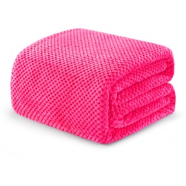 Exclusivo Mezcla Fleece Bed Blanket King Size, Super Soft and Warm Blankets for Couch, Sofa and Bed Waffle Textured, Cozy, Fuzzy and Lightweight (Hot Pink, 90x104 Inches)