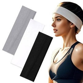 3PCS Headbands for Women Non Slip - Fashion Elastic Sports Hair Bands for Women's Hair, Soft Cotton Cloth Stretchy Headbands, Sweat Absorption Hairbands for Yoga Workout Exercise (3 Colors)