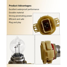 Austkokiyo PSX24W 4300K Fog Light Bulbs 2504 Daytime Running Lamps Halogen Headlight Bulb DRL Steering Brake Headlights DC12V 24W, 2Pcs