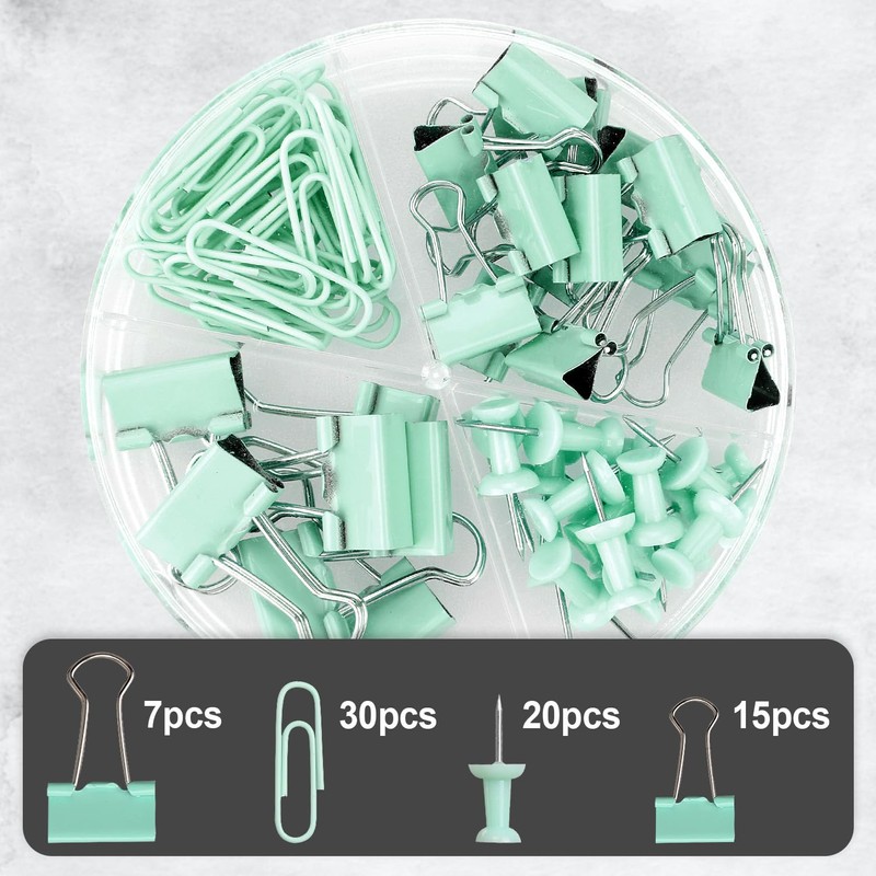 Rumyve 72PCS Binder Clips and Push Pins Set - Office