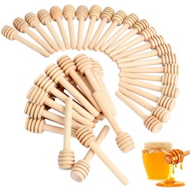 51 PCS Honey Sticks Dipper, 3 Inch Mini Wooden Honeycomb Sticks, Small Honey Stirrer Stick, Honey Sticks for Honey Jar Dispense Drizzle Honey and Wedding Party Favors Gift