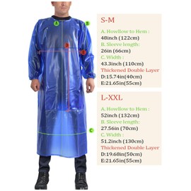 Long-Sleeve Smock with Elastic Cuffs - Acid Resistant Splash Chemical Suit, Reusable Coveralls (L-XXL, Royal Blue)