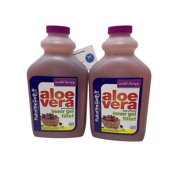 Fruit of The Earth Aloe Vera Juice Bundle: (2) 32oz Wild Berry Aloe Vera & ThisNThat Recipe Card