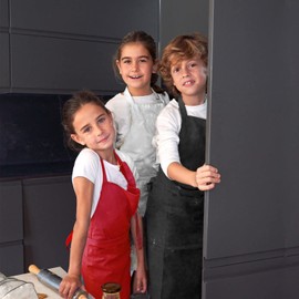 lepni.me Premium Kids Aprons for Cooking | Painting Apron for Kids | Aprons with Double Pocket for Toddlers Boys Girls | Baking Art Cooking Outfit, red for kids empty