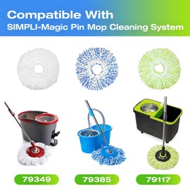 Mop Pads Refill Compatible with SIMPLI-Magic 79349 79117 979193 79229 Spin Mop Cleaning System-Reusable Mop Cloth Set -6 Pack