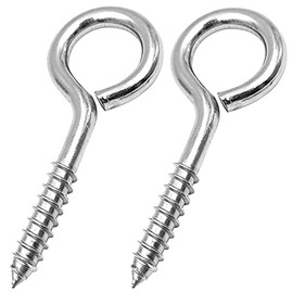 Eye Hooks Screw in Heavy Duty, 5 Inch 304 Stainless Steel Screw Eyes, Silver Anti-Rust Eye Bolts Lag Screw, Hammock Hooks for Tie-Downs, Lifting and Securing Cables Wires, Easy to Install
