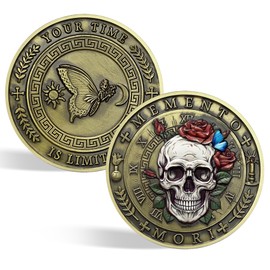 CHURYUML Memento Mori Coin Stoic Reminder Token for Daily Stoic Meditations 3D Skull Challenge Coins Cool Stoicism Gifts Courage Worry Coins