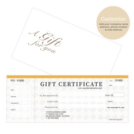 IMPACTONLINEPRINTING Custom Gift Certificates For Business - Add Your Store Name and Address, Comes with Free matching Envelopes and Sequential Numbering Printing (Modern)