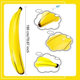 9 Pcs 71 Inch Jumbo Inflatable Banana Props Large Blow Up Banana Giant Inflatable Banana Floats Huge Banana Balloons for Indoor Outdoor Summer Pool Bachelorette Party