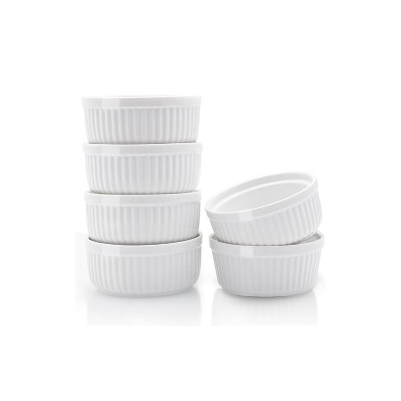 Nuwave Ceramic Ramekins 8 oz, Set of 6, Elegant Classic