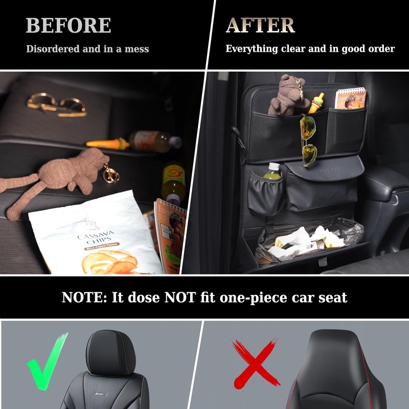 Coverado Backseat Car Organizer, Nappa Leather Car Seat Organizer with