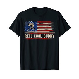 Reel Cool Buddy American USA Flag Funny Fishing/Fish Gift T-Shirt