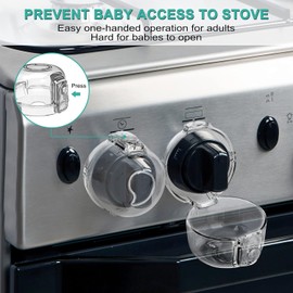 Child Safety Stove Knob Covers (5+1 Pack) – Universal Gas Stove & Oven Knob Safety Locks, Clear Heat Resistant Childproof Covers for Kids and Pets